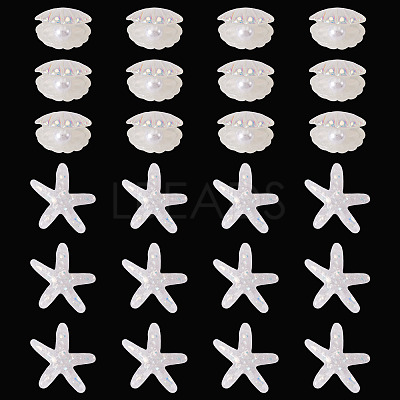 26Pcs 2 Styles UV Plating Ocaen Theme Transparent Resin Cabochons CRES-TA0001-54-1