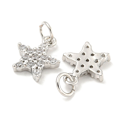 Rack Plating Brass Micro Pave Clear Cubic Zirconia Pendants KK-B093-12B-P-1