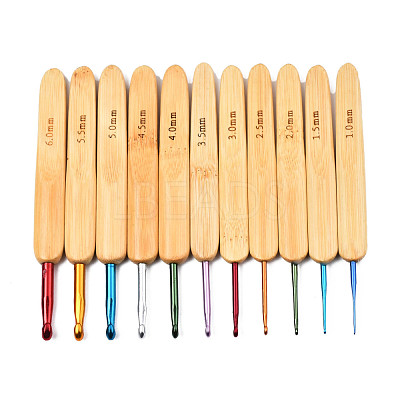 Bamboo Handle Aluminum Crochet Hook Needle Sets TOOL-R057-1