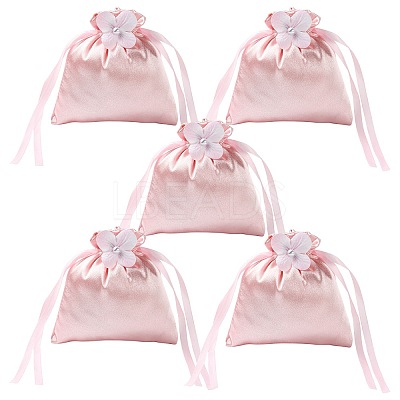 Satin Cloth Drawstring Pouches with Flower ST-CJ0048-001C-1