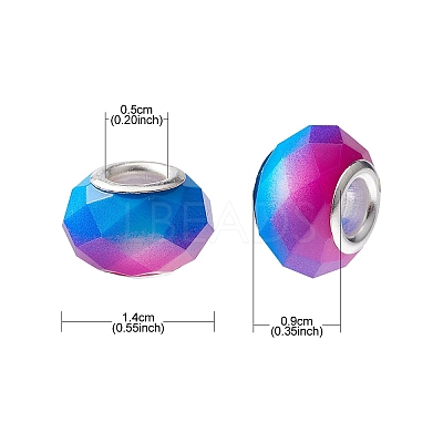 14Pcs 7 Colors Glass European Beads GPDL-YW0001-03-1