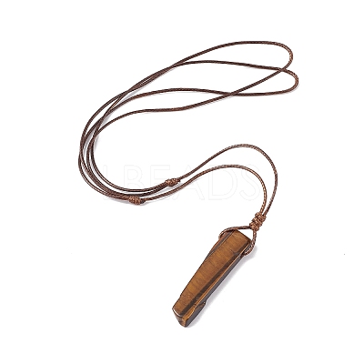 Natural Black Obsidian Nugget Pendant Necklace with Waxed Cord for Women NJEW-F306-01E-1