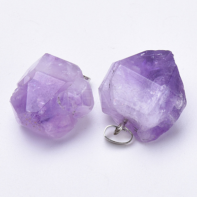 Natural Amethyst Pendants X-G-S282-15-1