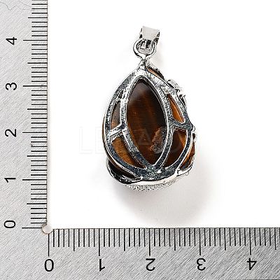 Natural Tiger Eye Teardrop Pendants G-G112-03P-02-1