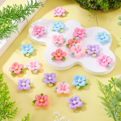20pcs Opaque Resin Cabochons RESI-TADJ0001-08C-1