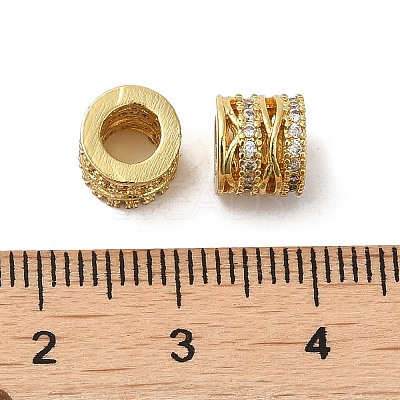 Rack Plating Brass Micro Pave Cubic Zirconia European Beads KK-K377-09G-1