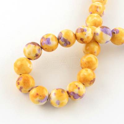 Dyed Natural Ocean White Jade Round Bead Strands X-G-R295-6mm-11-1