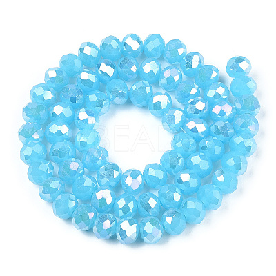 Electroplate Glass Beads Strands EGLA-A034-J8mm-B10-1