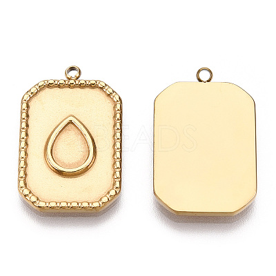 304 Stainless Steel Pendant Cabochon Settings STAS-T060-51G-1