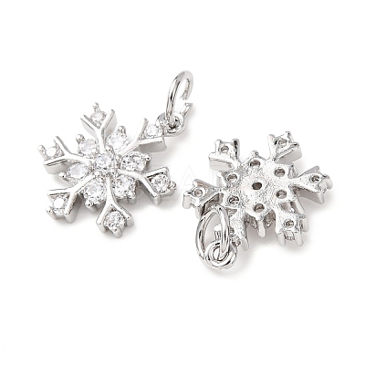 Rack Plating Brass Micro Pave Clear Cubic Zirconia Pendants KK-B093-04A-P-1