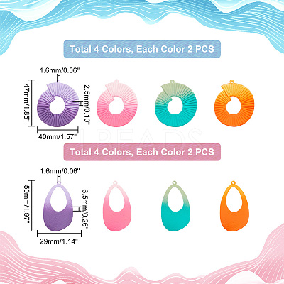 16Pcs 8 Style Spray Painted Iron Big Pendants IFIN-PH0001-91-1