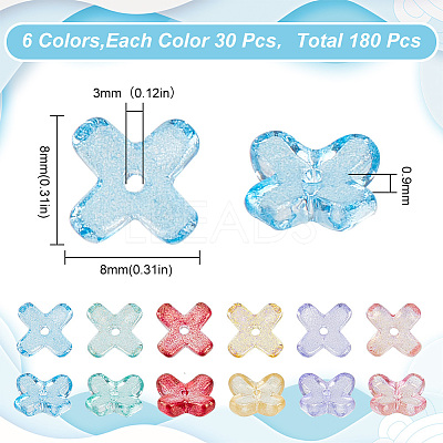 180Pcs 6 Colors Transparent Spray Painted Glass Beads GLAA-HY0001-25-1