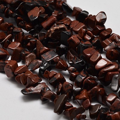 Chip Natural Mahogany Obsidian Beads Strands G-N0134-25-1