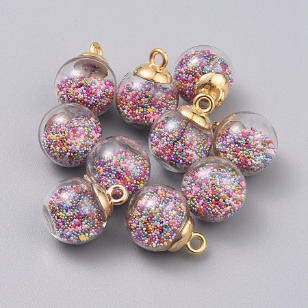 Transparent Glass Globe Pendants GLAA-TAC0002-K19-1