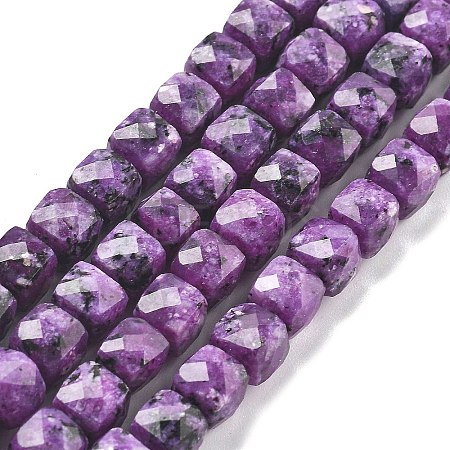 Dyed Natural Sesame Jasper Imitation Charoite Beads Strands G-C179-B03-01-1