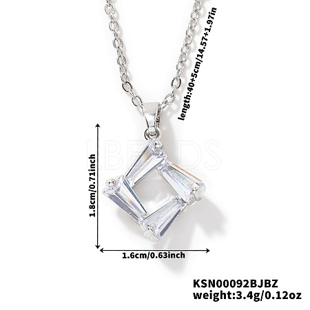 Crystal Cute Geometric Rhombus Rhinestone Pendant Necklaces LZ2991-1-1