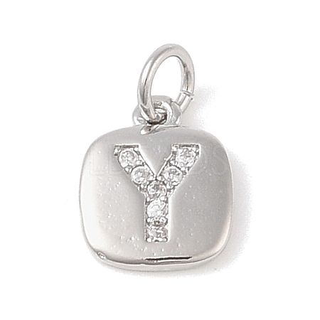 Rack Plating Brass Micro Pave CLear Cubic Zirconia Charms KK-E110-14P-Y-1