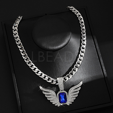 Hip-hop Style Zinc Alloy Crystal Rhinestone Pendant Cuban Link Chain Necklaces FS-WG425B8-06-1
