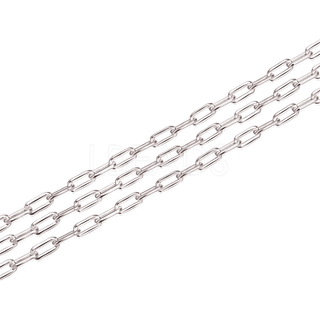 Anti-Tarnish Rhodium Plated 925 Sterling Silver Paperclip Chains STER-WH0011-07P-1
