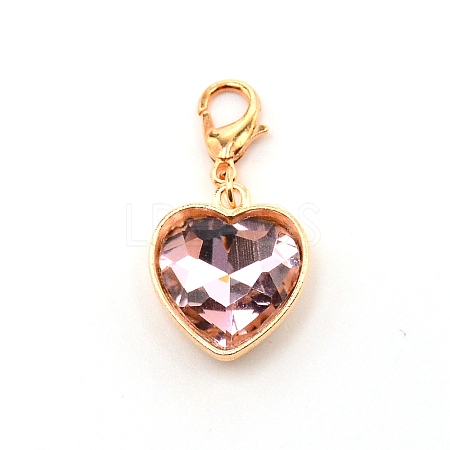 Heart Glass Pendant Decorations HJEW-WH0036-19E-1