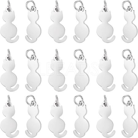 20Pcs 201 Stainless Steel Kitten Pendants STAS-UN0035-50-1