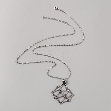 304 Stainless Steel Braided Adjusting Chain Macrame Pouch Empty Stone Holder for Pendant Necklaces Making NJEW-WH0025-01B-P-1