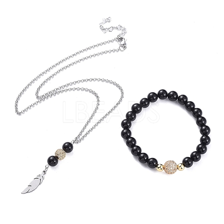 Pendant Necklaces and Stretch Bracelets Sets SJEW-JS01071-02-1