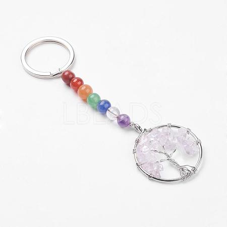Gemstone and Natural Quartz Crystal Chakra Keychain KEYC-P037-B04-1