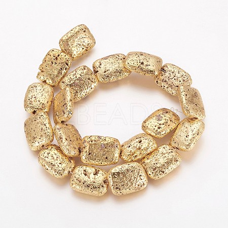 Electroplated Natural Lava Rock Beads Strands G-P400-08G-02-1