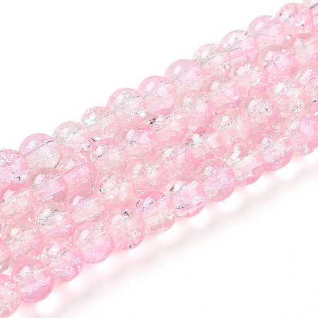 Spray Painted Crackle Glass Beads Strands CCG-Q002-6mm-01-1