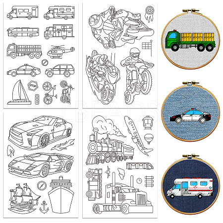 4 Sheets 11.6x8.2 Inch Stick and Stitch Embroidery Patterns DIY-WH0455-198-1