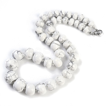 Natural Howlite Rondelle Graduated Beaded Necklaces for Women Men NJEW-K388-02O-1