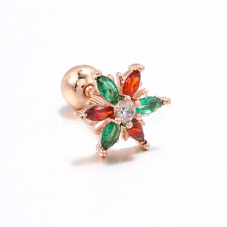 Snowflake Brass Cubic Zirconia Stud Earrings FS-WGD4C14-05-1