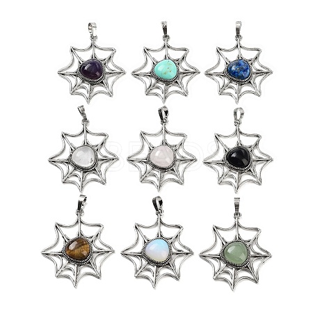 Gemstone Spider Web Pendants G-Q163-09AS-1