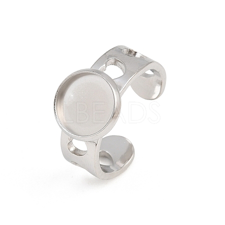 Hollow Heart 304 Stainless Steel Cuff Ring Components SA-CBA82C8-02B-P-1