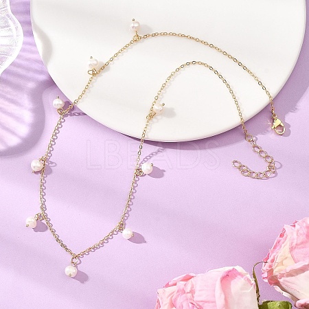 Natural Cultured Freshwater Pearl Potato Tassel Bib Necklaces NJEW-JN05697-1