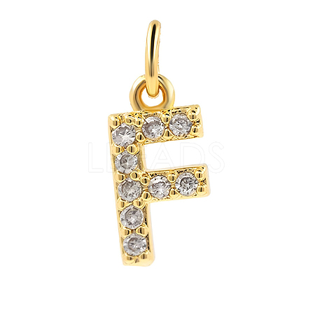 Brass Cubic Zirconia Pendants with Jump Rings FIND-PW0024-09F-1