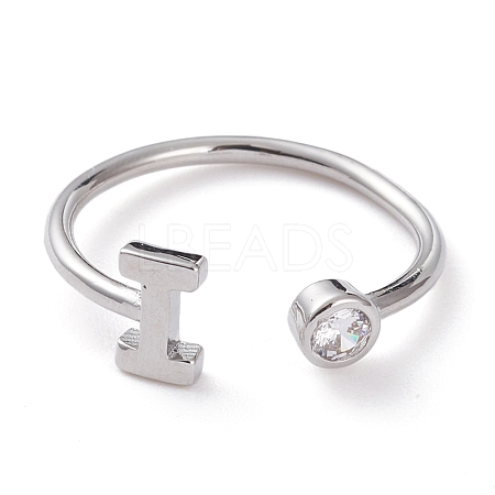 Brass Micro Pave Clear Cubic Zirconia Cuff Rings RJEW-J074-01P-I-1