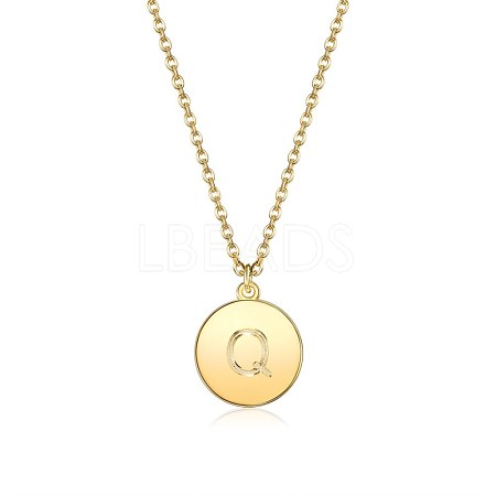 Brass Initial Pendant Necklace NJEW-BB35341-Q-1