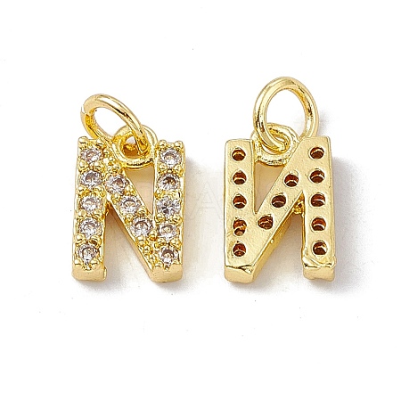 Real 18K Gold Plated Brass Micro Pave Clear Cubic Zirconia Charms KK-E068-VB452-N-1