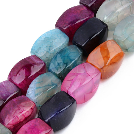 Natural Crackle Agate Beads Strands G-S359-138-1