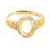 Rack Plating Oval Brass Micro Pave Cubic Zirconia Adjustable Ring Components KK-Q819-06G-2