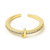 Clear Cubic Zirconia Initial Letter Open Cuff Ring RJEW-H120-09G-3