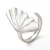 304 Stainless Steel Shell Shape Open Cuff Ring for Women RJEW-E063-12P-1