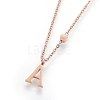 304 Stainless Steel Initial Pendant Necklaces NJEW-G321-04RG-A-2