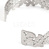 Non-Tarnish 304 Stainless Steel Hollow Flower Open Cuff Bangles for Women BJEW-K241-03B-P-3