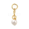 Brass Natural Pearl Keychain Clasps KK-M301-18G-1