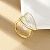 Heart Brass Natural Quartz Crystal Finger Rings RJEW-D304-01G-F-4