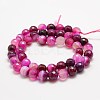 Faceted Natural Striped Agate/Banded Agate Beads Strands G-F447-4mm-H08-3