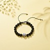 Natural Lava Rock & Acrylic Braided Bead Bracelet BJEW-JB08554-04-2